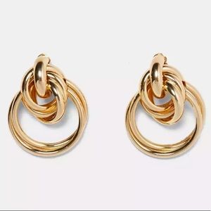 ZARA Gold Layered Chunky Hoop Earrings